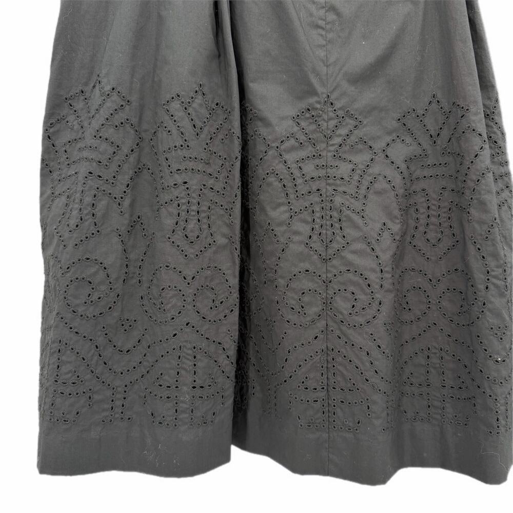 Talbots PETITE Black Fit & Flare Sleeveless V-neck Embroidered Cotton Mini Dress - Picture 8 of 11